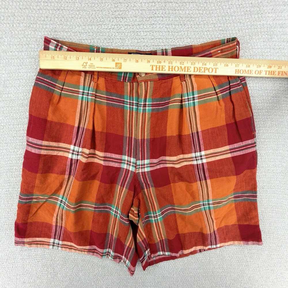 Vintage Polo Ralph Lauren Shorts Mens 36 Orange Madras Plaid Cotton Chino USA - Picture 5 of 7